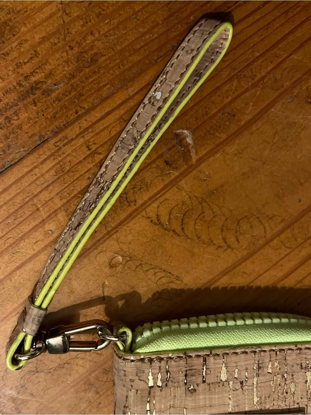 Lilly Pulitzer Cork Wristlet with Lime Trim and Gold Accent